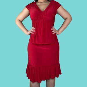 Vintage 90s Ruffle Top and Skirt Set